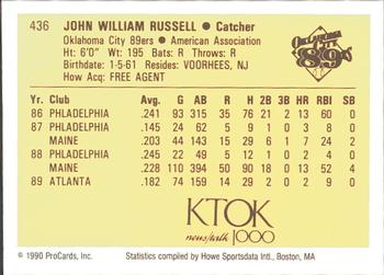 1990 ProCards #436 John Russell Back