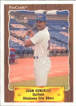 1990 ProCards #444 Juan Gonzalez Front