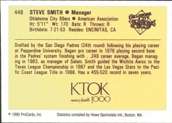 1990 ProCards #448 Steve Smith Back