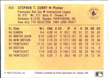 1990 ProCards #454 Steve Curry Back