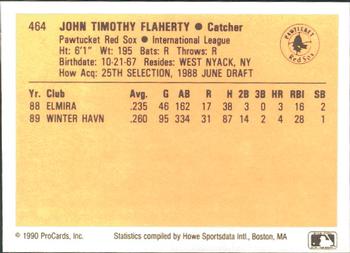 1990 ProCards #464 John Flaherty Back