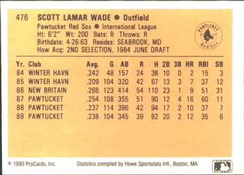 1990 ProCards #476 Scott Wade Back