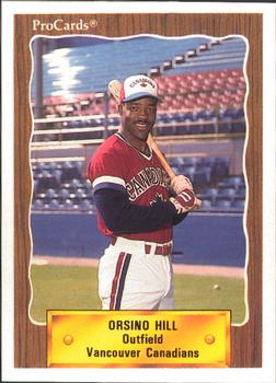 1990 ProCards #499 Orsino Hill Front