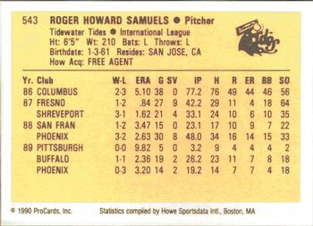 1990 ProCards #543 Roger Samuels Back