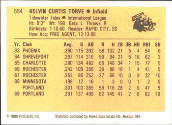 1990 ProCards #554 Kelvin Torve Back