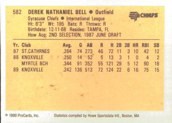 1990 ProCards #582 Derek Bell Back