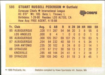 1990 ProCards #586 Stu Pederson Back