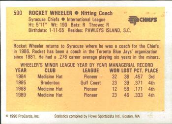 1990 ProCards #590 Rocket Wheeler Back