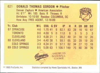 1990 ProCards #621 Don Gordon Back