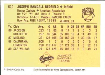1990 ProCards #634 Joe Redfield Back