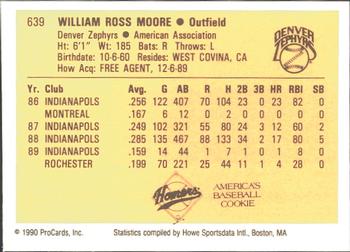 1990 ProCards #639 Billy Moore Back