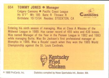 1990 ProCards #664 Tommy Jones Back