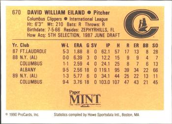 1990 ProCards #670 Dave Eiland Back