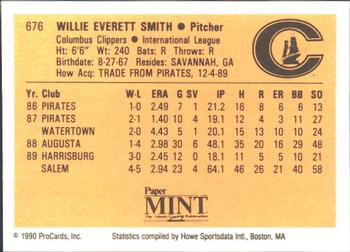 1990 ProCards #676 Willie Smith Back