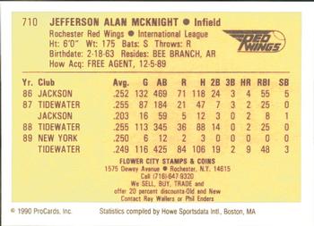1990 ProCards #710 Jeff McKnight Back