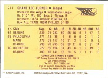 1990 ProCards #711 Shane Turner Back