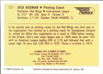 1990 ProCards #721 Dick Bosman Back