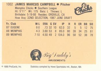 1990 ProCards #1002 Jim Campbell Back