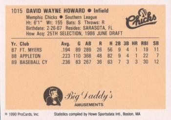 1990 ProCards #1015 Dave Howard Back