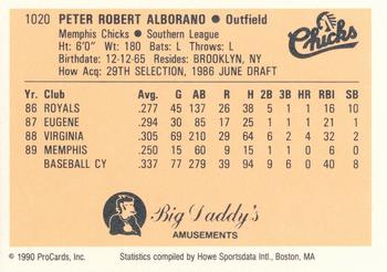 1990 ProCards #1020 Pete Alborano Back