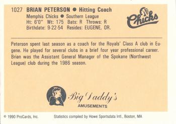 1990 ProCards #1027 Brian Peterson Back