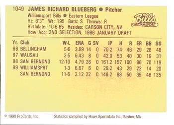 1990 ProCards #1049 Jim Blueberg Back