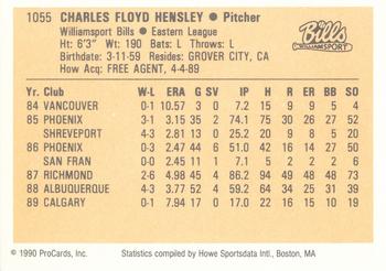 1990 ProCards #1055 Chuck Hensley Back