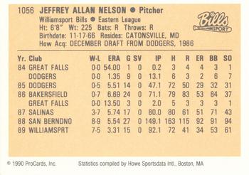 1990 ProCards #1056 Jeff Nelson Back