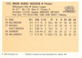 1990 ProCards #1059 Mark Wooden Back