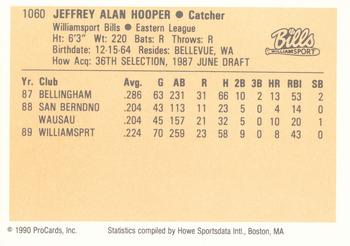 1990 ProCards #1060 Jeff Hooper Back