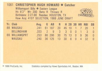 1990 ProCards #1061 Chris Howard Back
