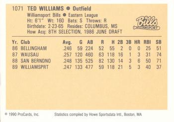 1990 ProCards #1071 Ted Williams Back