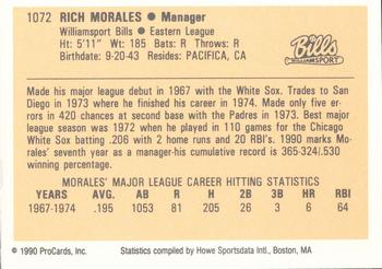 1990 ProCards #1072 Rich Morales Back