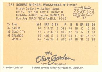 1990 ProCards #1084 Rob Wassenaar Back