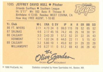 1990 ProCards #1085 Jeff Hull Back