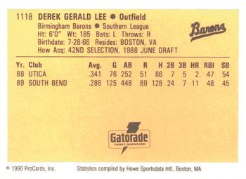 1990 ProCards #1118 Derek Lee Back