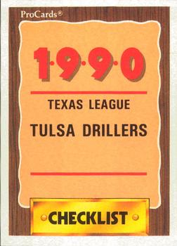 1990 ProCards #1147 Tulsa Drillers Checklist Front