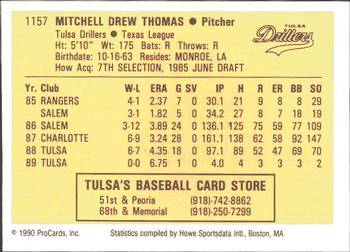 1990 ProCards #1157 Mitch Thomas Back