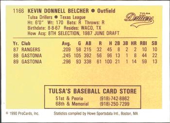 1990 ProCards #1166 Kevin Belcher Back