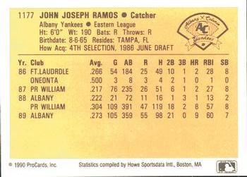 1990 ProCards #1177 John Ramos Back