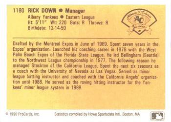 1990 ProCards #1180 Rick Down Back