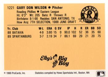 1990 ProCards #1221 Gary Wilson Back
