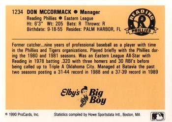1990 ProCards #1234 Don McCormack Back