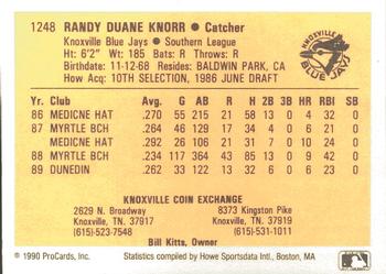 1990 ProCards #1248 Randy Knorr Back