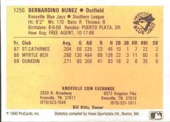 1990 ProCards #1256 Bernie Nunez Back