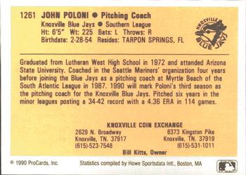 1990 ProCards #1261 John Poloni Back