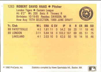 1990 ProCards #1263 David Haas Back