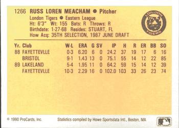 1990 ProCards #1266 Rusty Meacham Back
