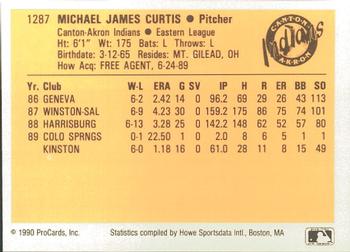 1990 ProCards #1287 Mike Curtis Back
