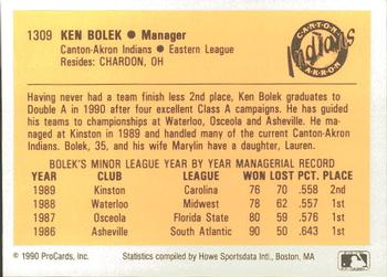 1990 ProCards #1309 Ken Bolek Back